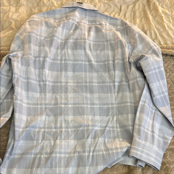 Calvin Klein Men's Blue Checkered Shirt long sleeve 16-16 1/2 32/33 Large NWT - Picture 9 of 10